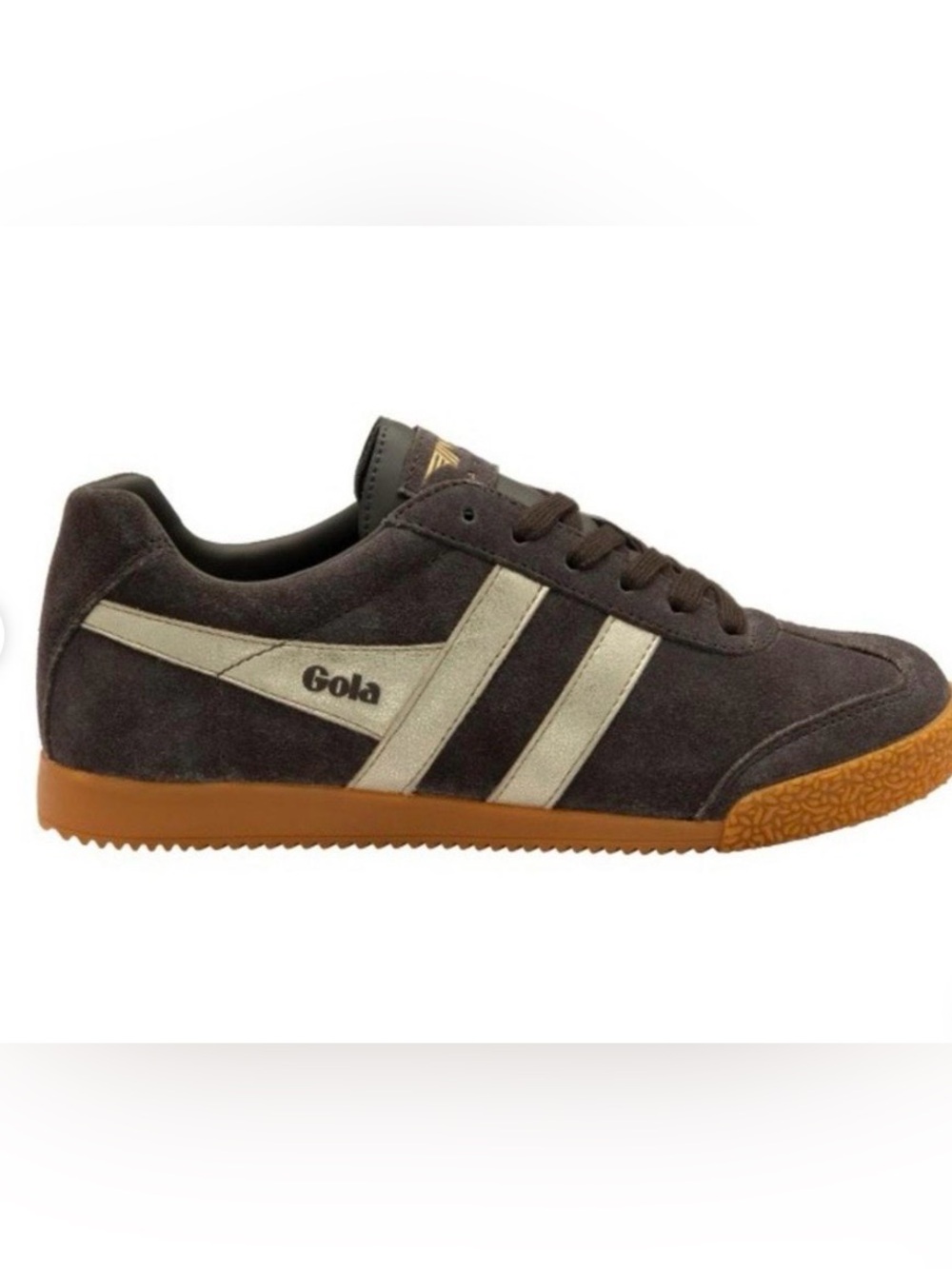 Gola Women’s Dark Brown Suede Sneakers with Gold Stripes